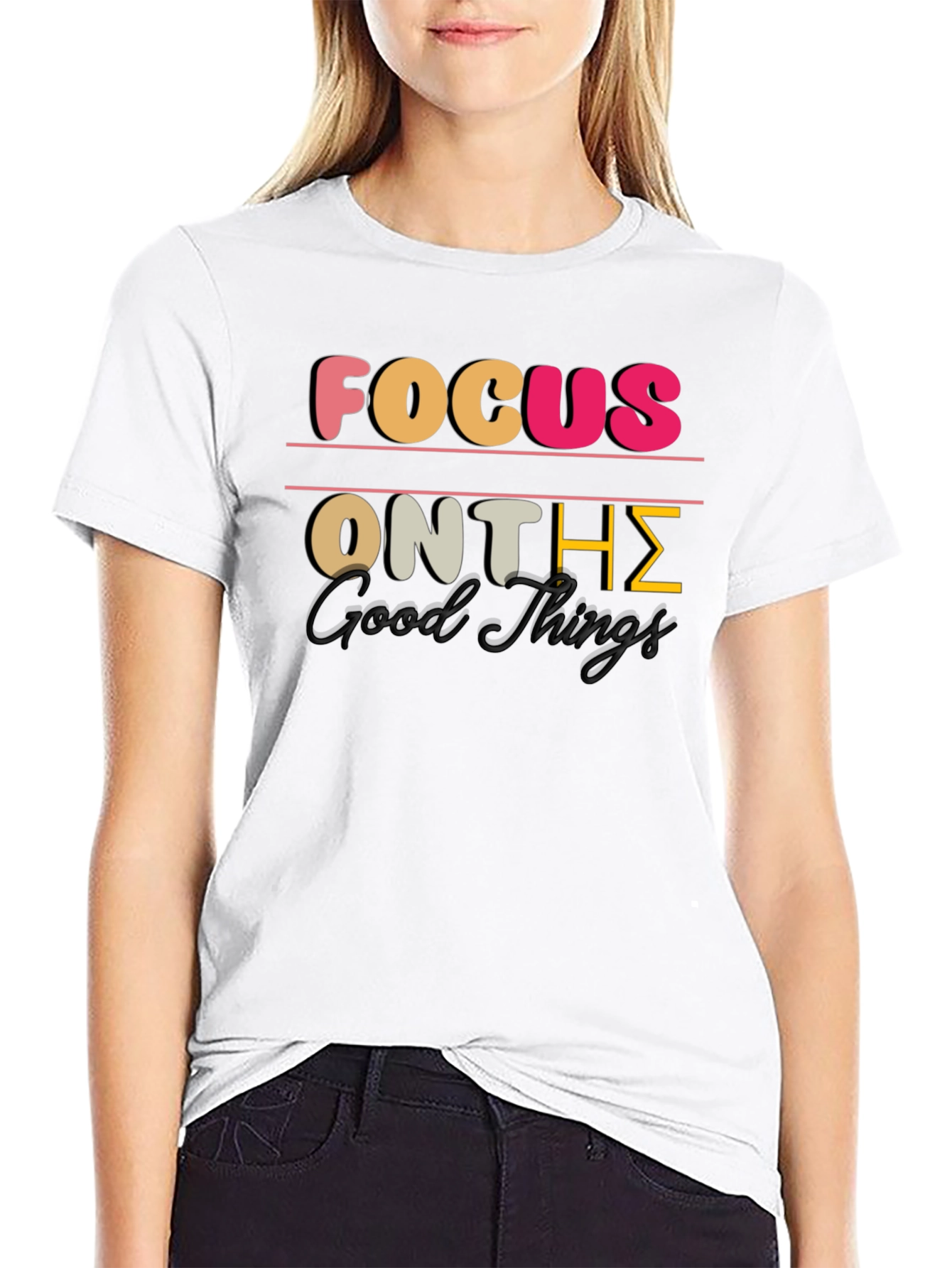 Black Focus on the Good Things Graphic Tee view 9