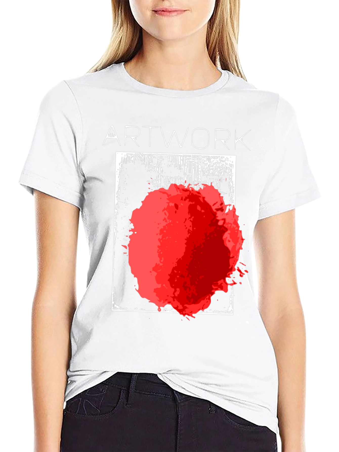 Black Abstract Art T-Shirt - Bold Red Graphic Tee view 9