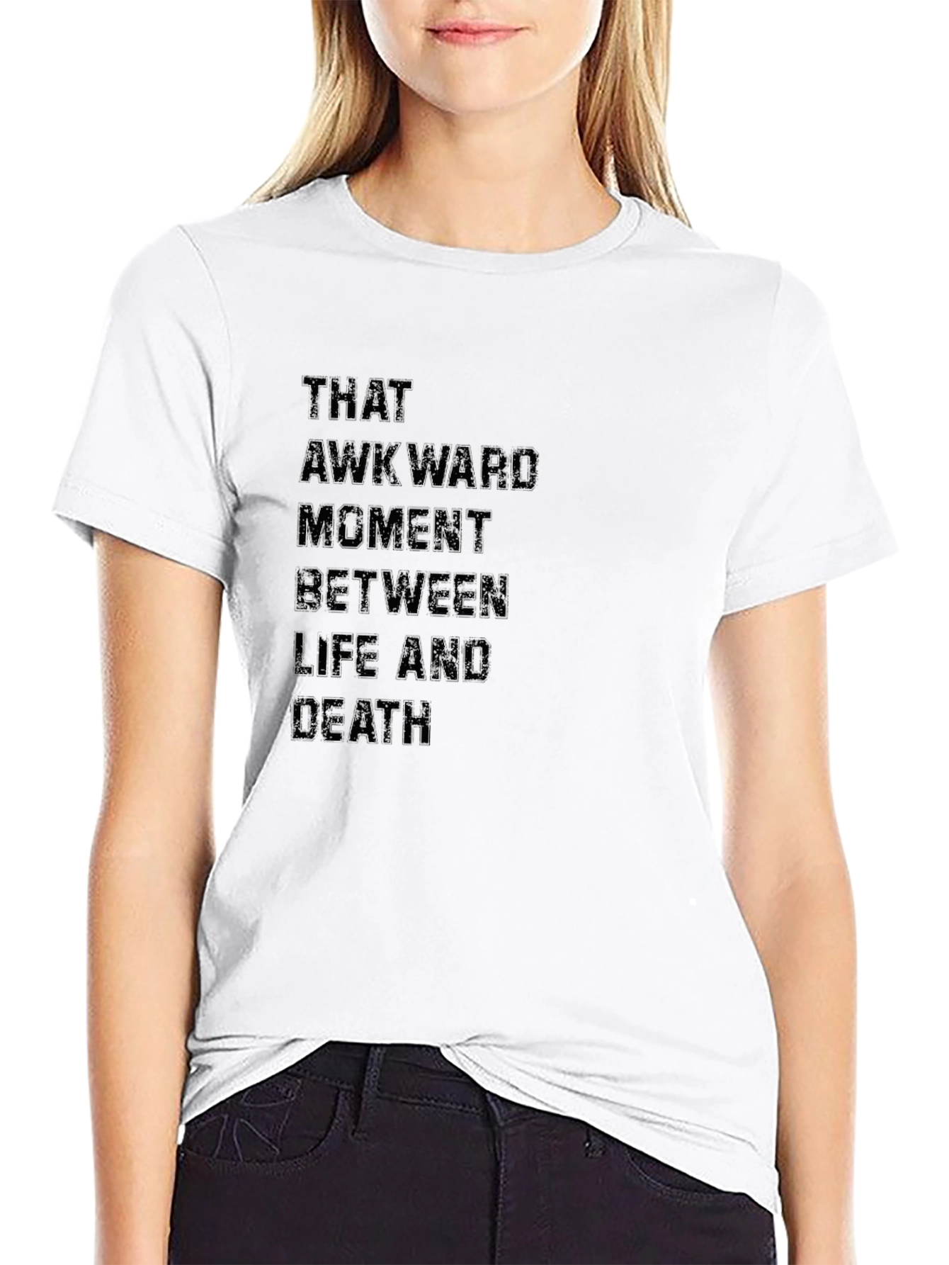 Black Awkward Moment Life Death Black Graphic Tee view 9