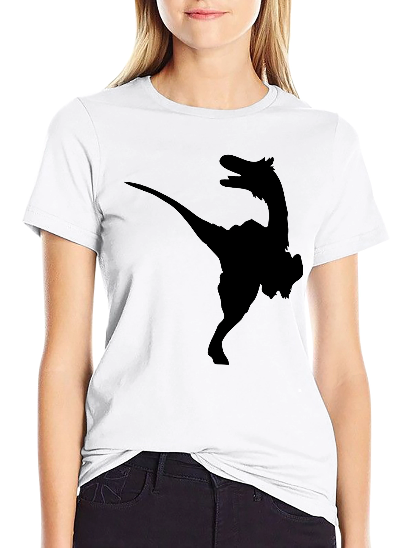 Black Dino Silhouette Black T-Shirt view 9
