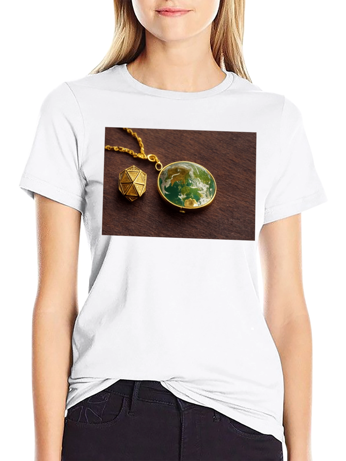 Black Earth Globe Pendant Graphic Tee - Unique Design! view 9