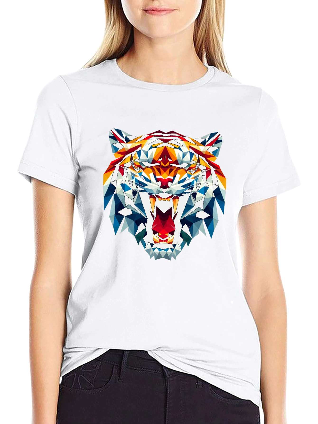 Black Geometric Tiger Graphic Tee - Fierce Style view 9