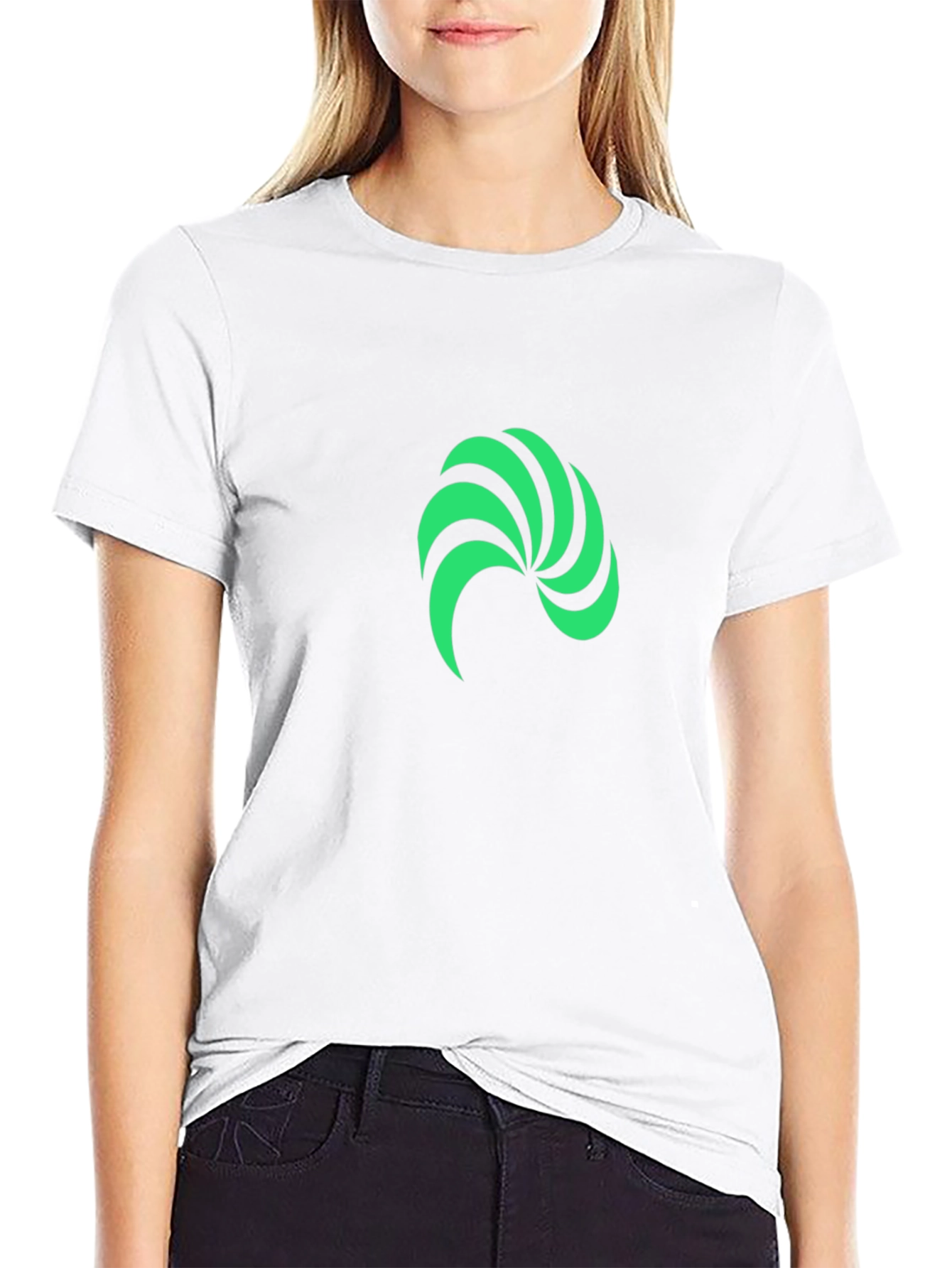 Black Modern Green Swirl Graphic Black T-Shirt view 9