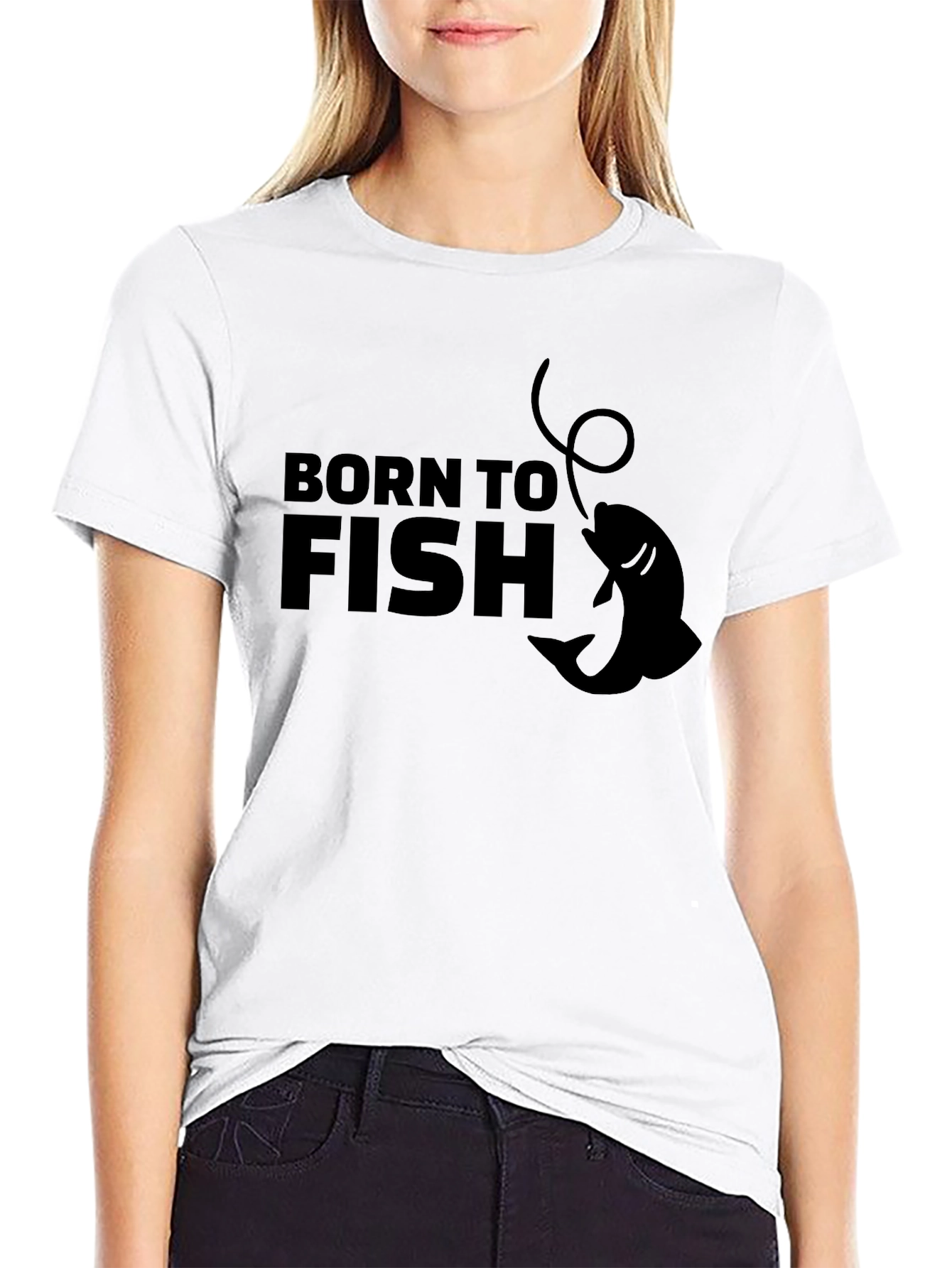 Black Born to Fish T-Shirt - Fishing Enthusiast Tee view 9