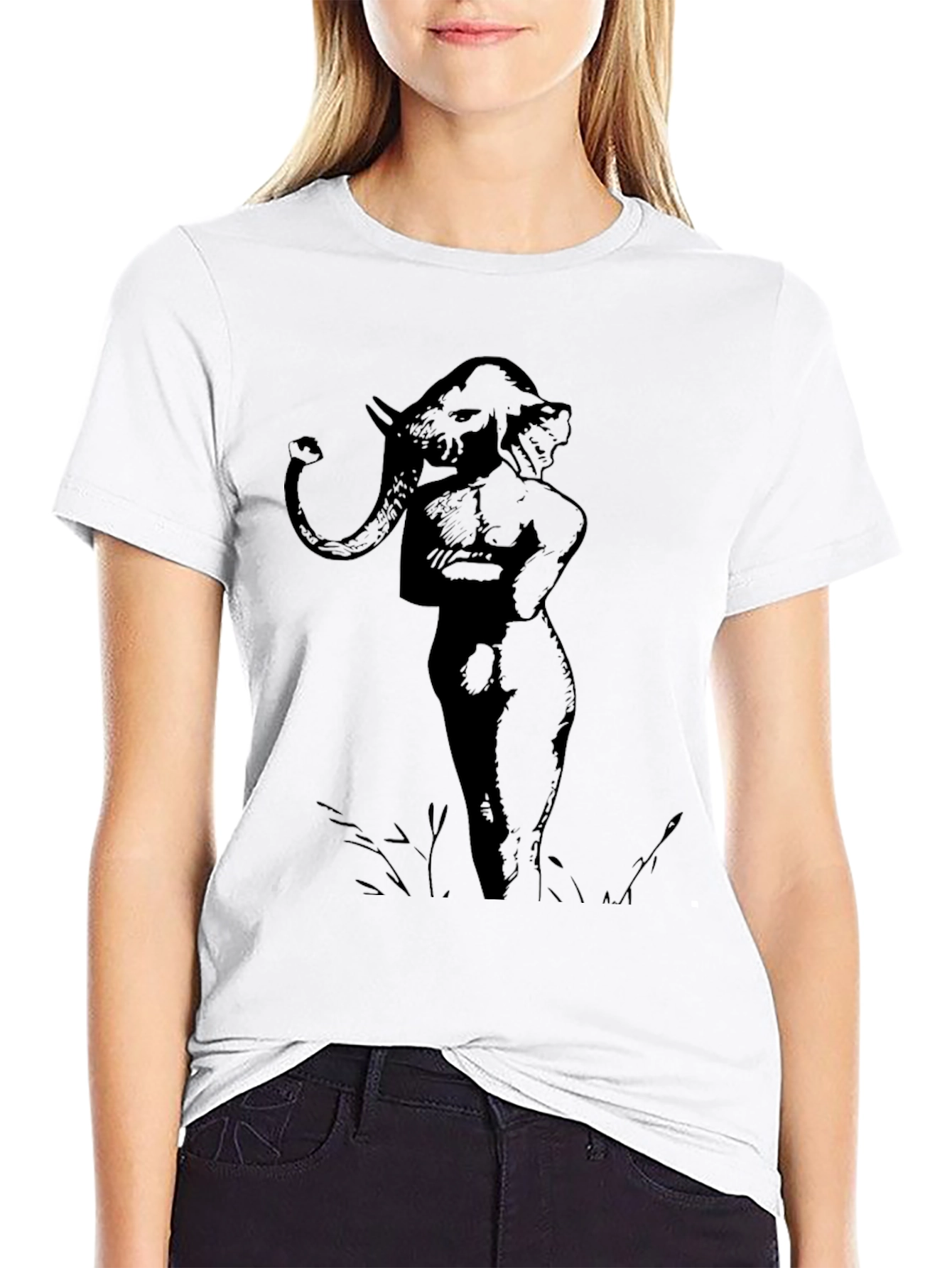 Black Unique Elephant Man Graphic Tee - Black Cotton Blend view 9