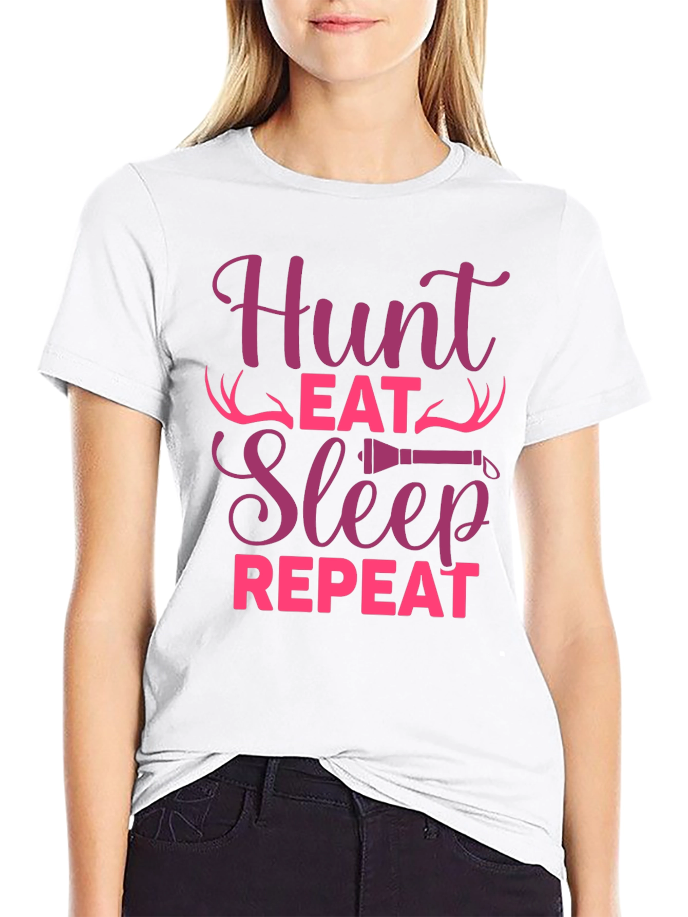 Black Hunt Eat Sleep Repeat Graphic Tee view 9
