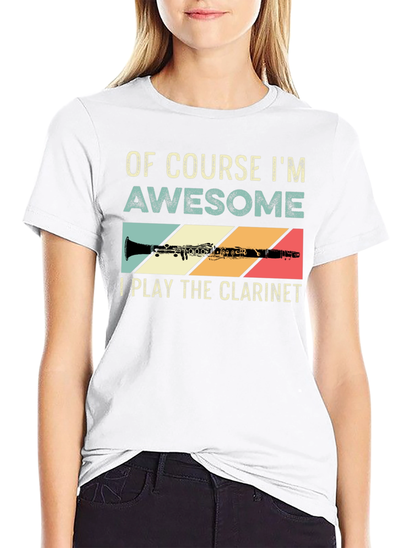 Black Of Course I'm Awesome Clarinet Player T-Shirt view 9
