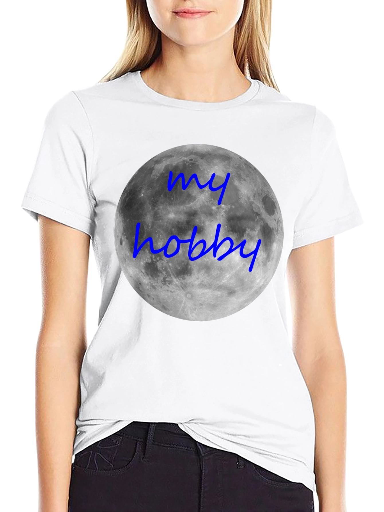 Black My Hobby Moon T-Shirt - Black Crew Neck Tee view 9