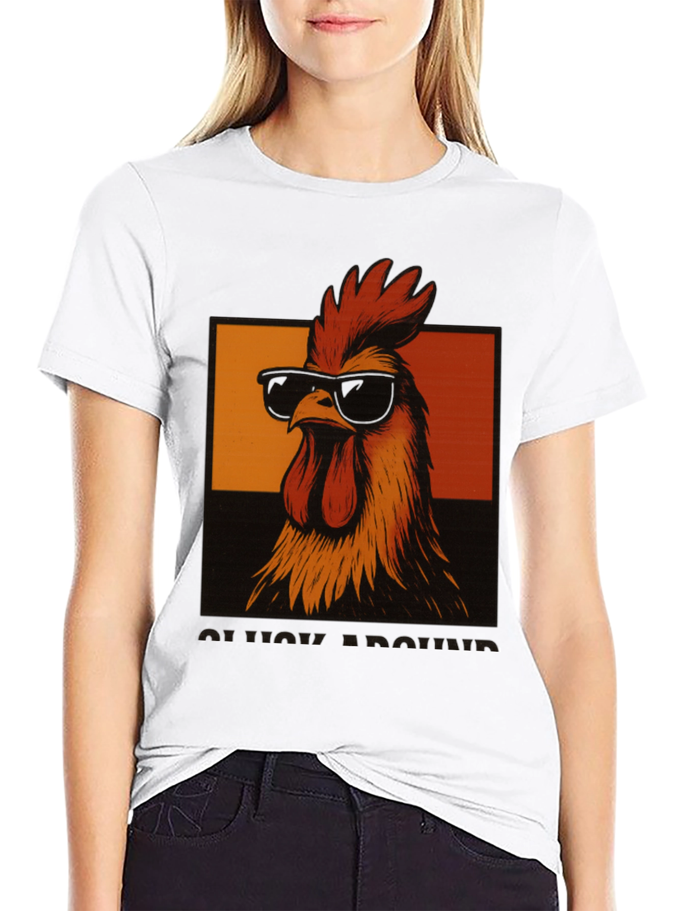 Black Cool Rooster T-Shirt - Funny Chicken Graphic Tee view 9