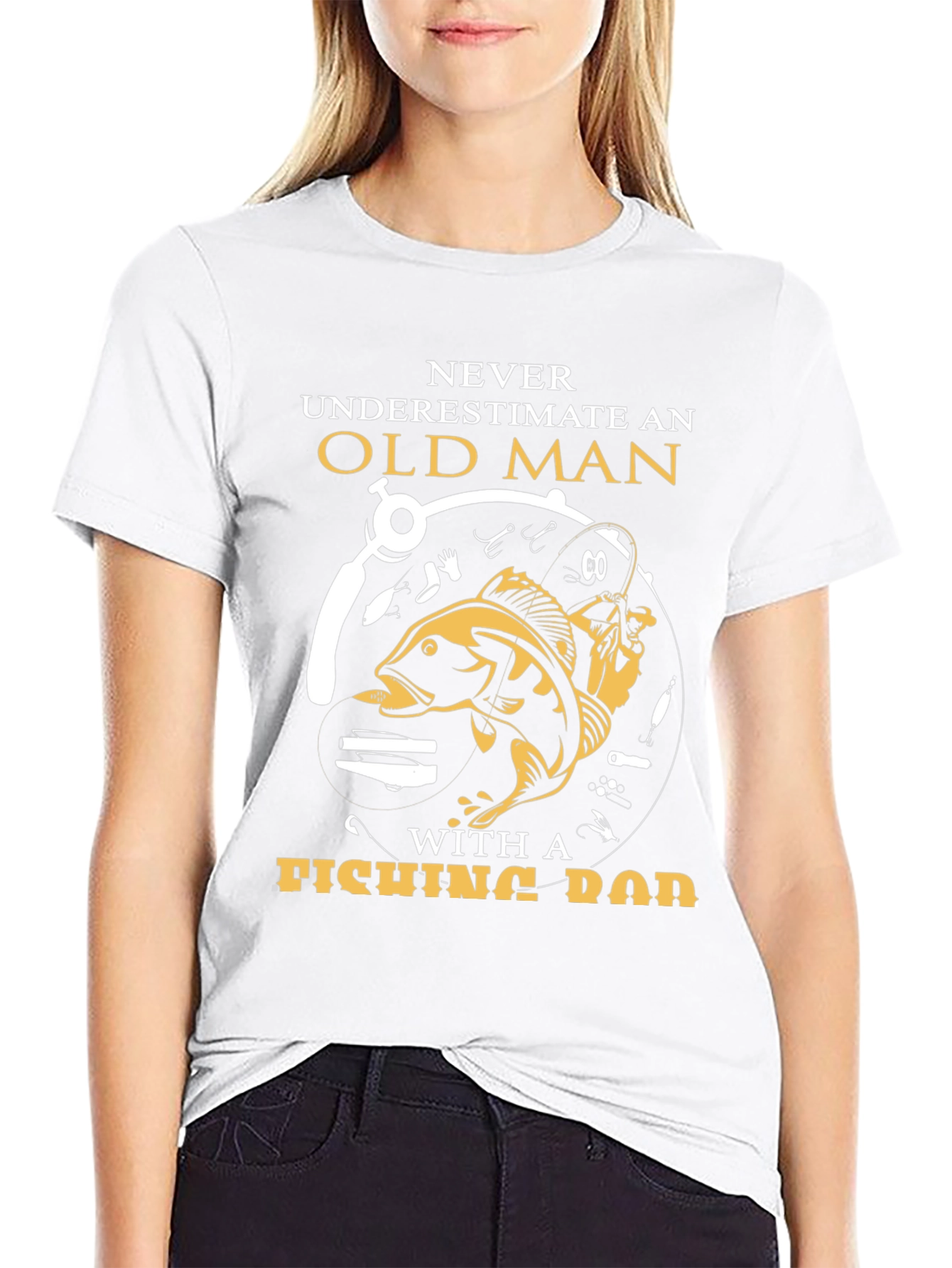 Black Never Underestimate Old Man Fishing Rod T-Shirt view 9