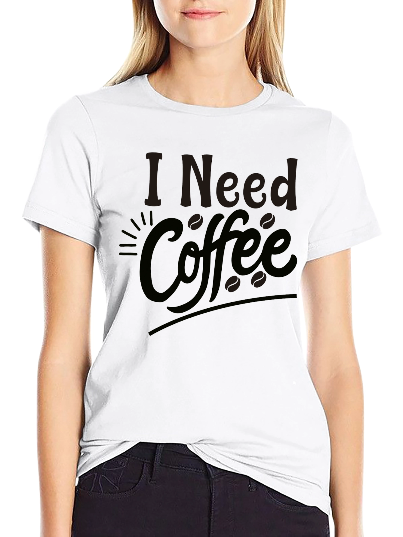 Black I Need Coffee Black T-Shirt view 9