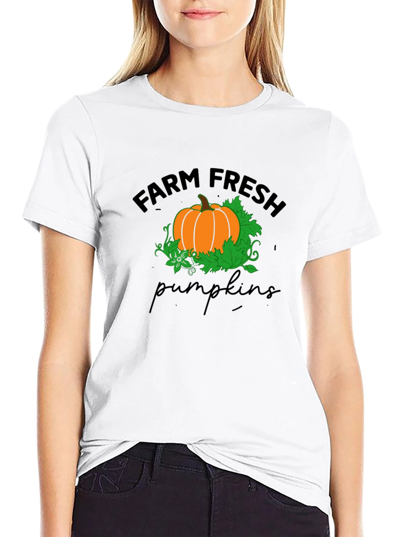 Black Farm Fresh Pumpkins T-Shirt - Black view 9