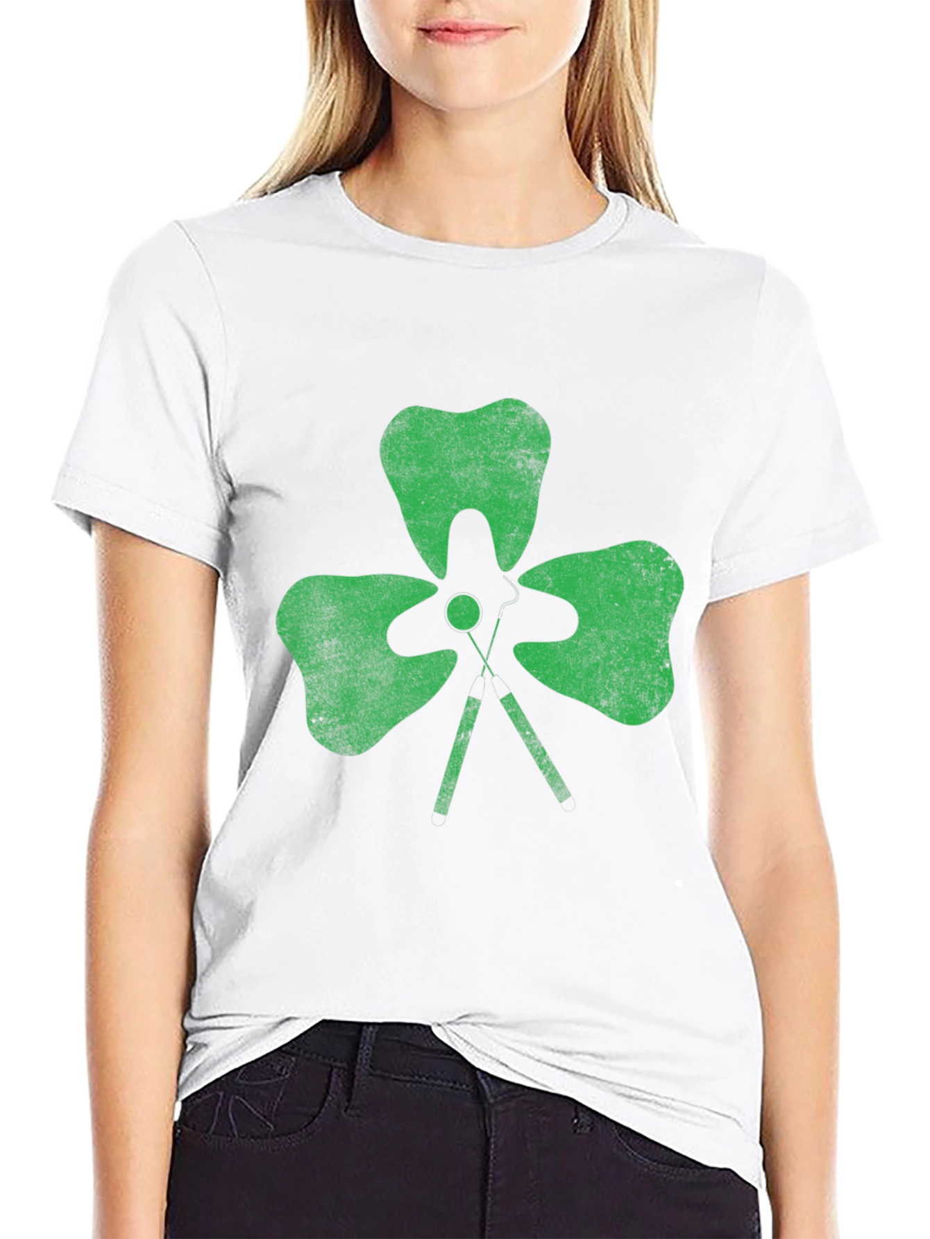 Black Shamrock Golf Tee T-Shirt - Lucky Green Tee view 9