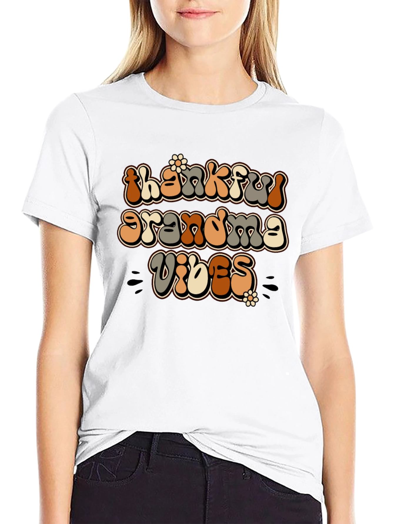 Black Thankful Grandma Vibes Graphic Tee view 9
