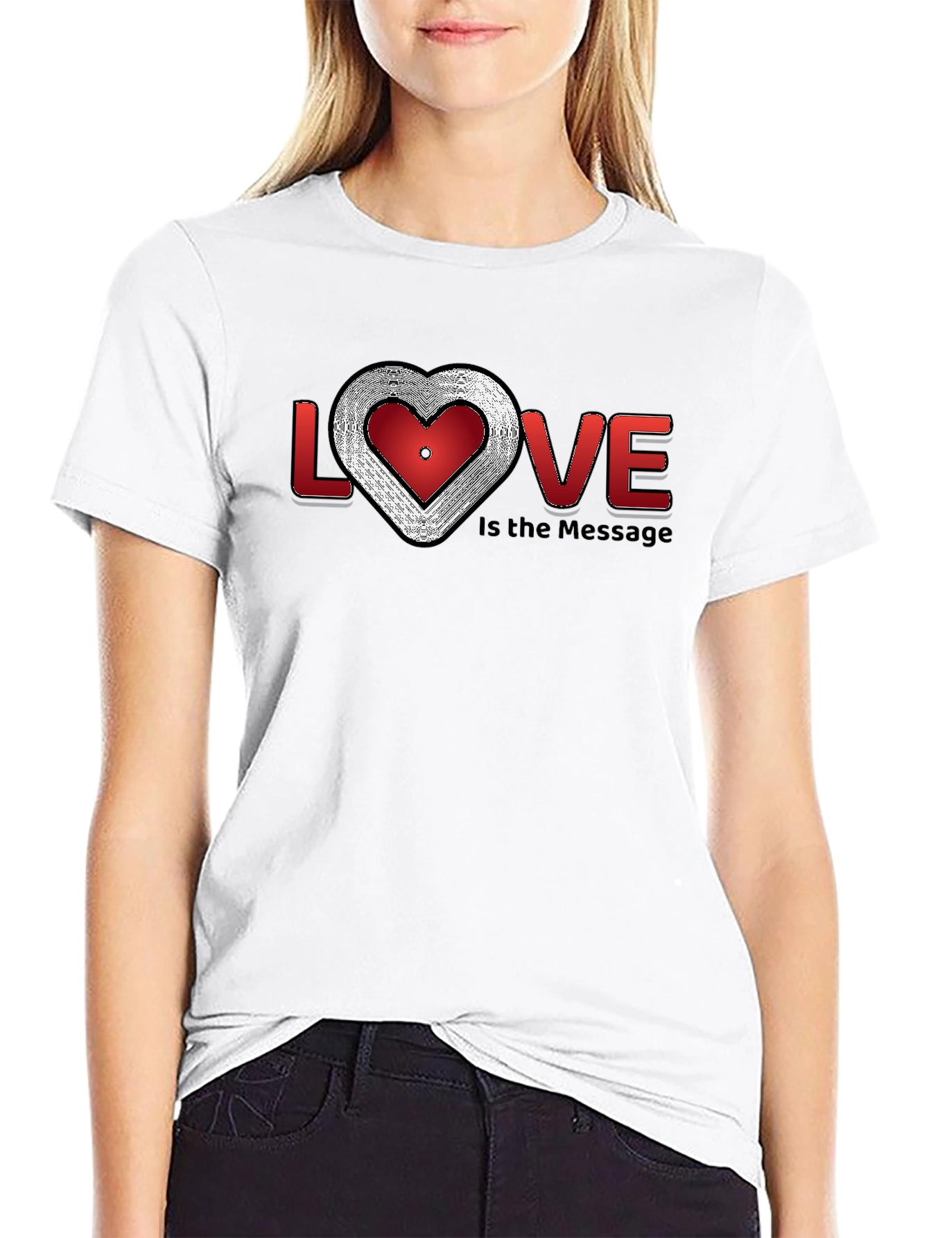 Black Love is the Message Graphic T-Shirt - Stylish Crew Neck view 9