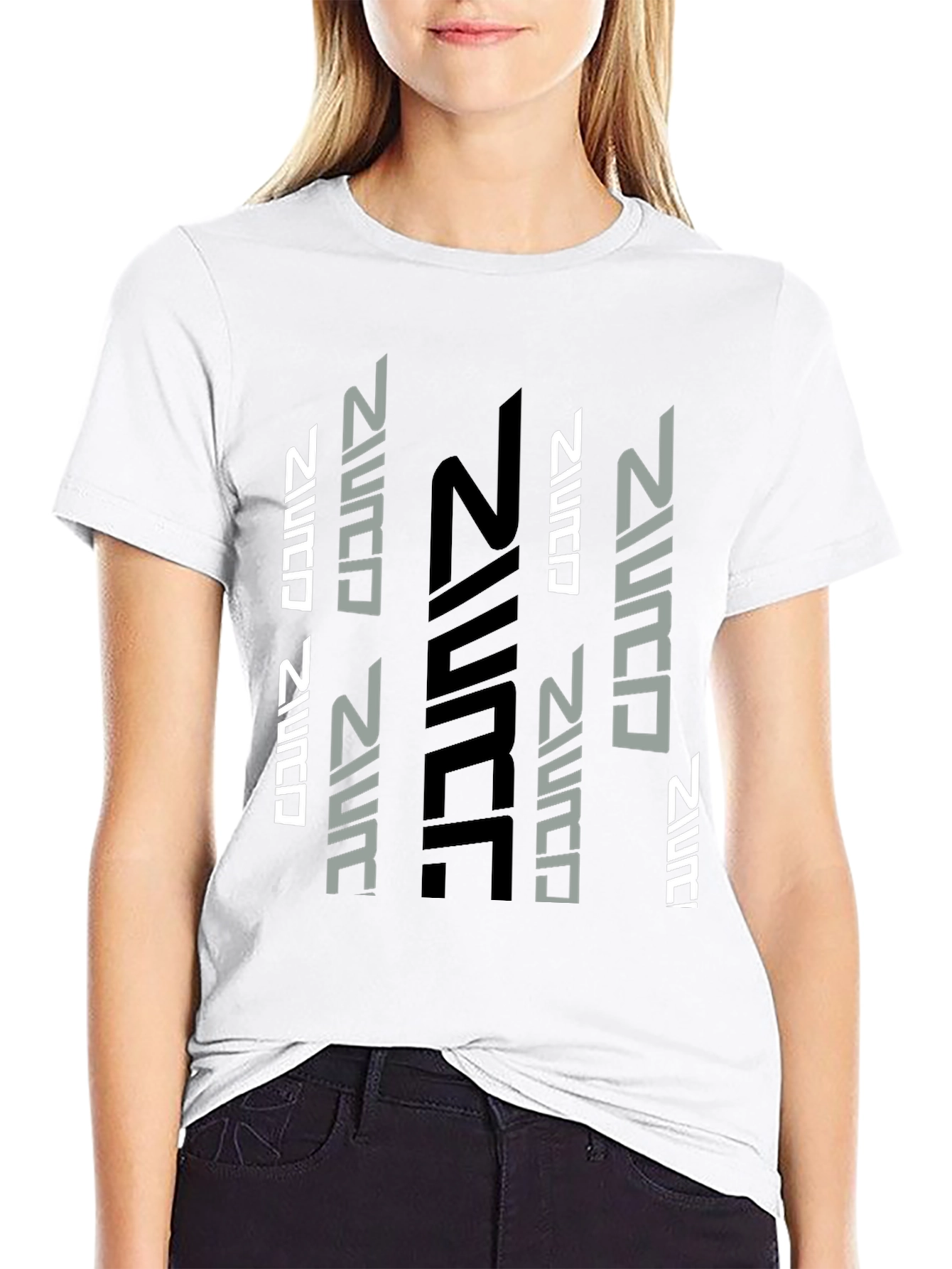 Black Futuristic Graphic Print Black T-Shirt view 9