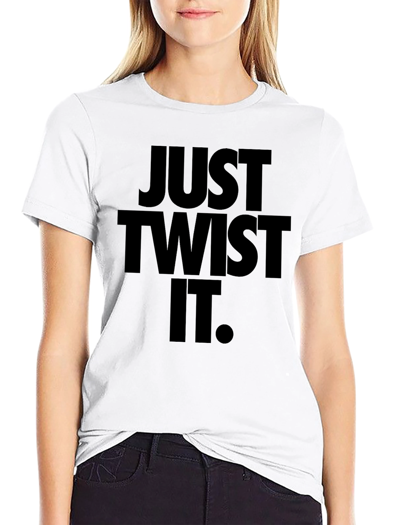 Black Just Twist It Graphic Tee - Black Crew Neck view 9