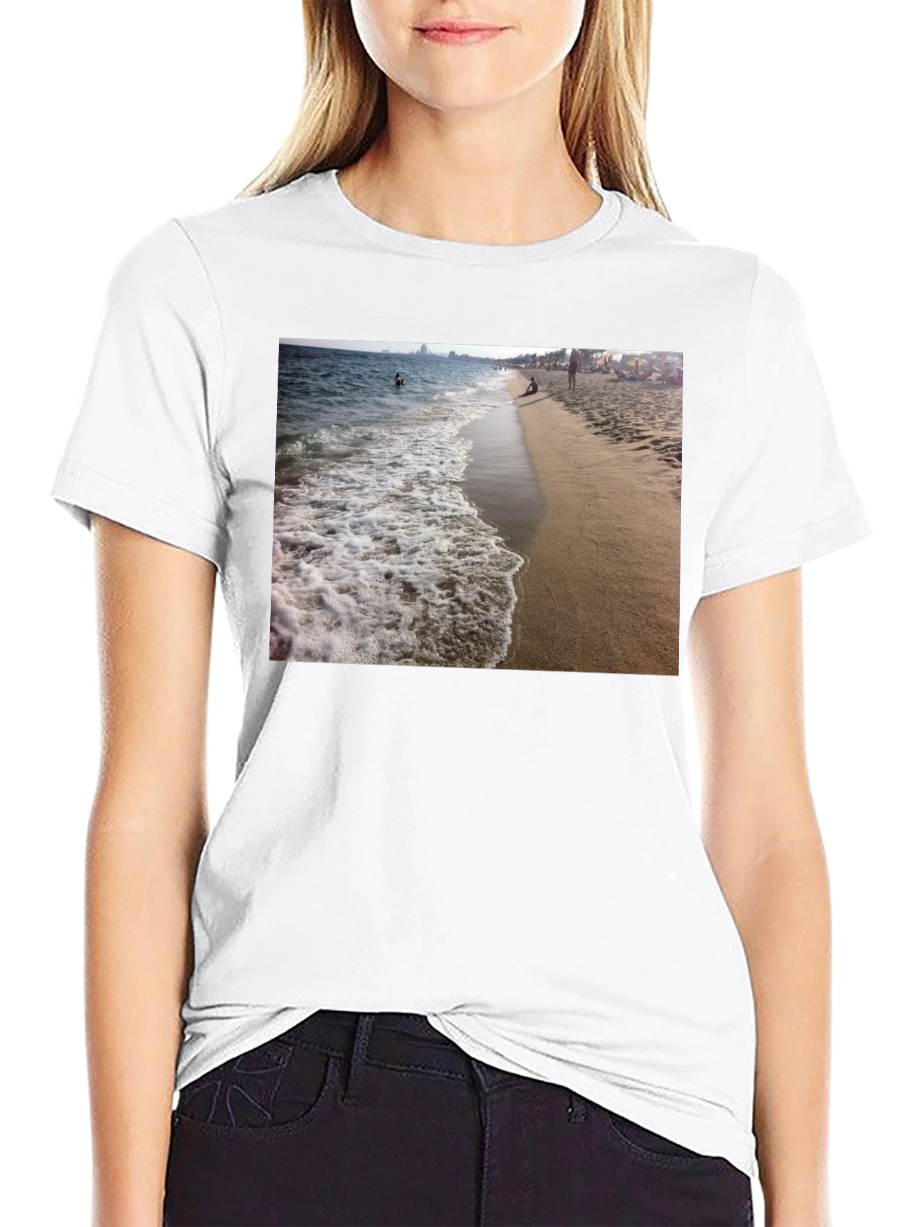Black Beach Scene Black T-Shirt view 9