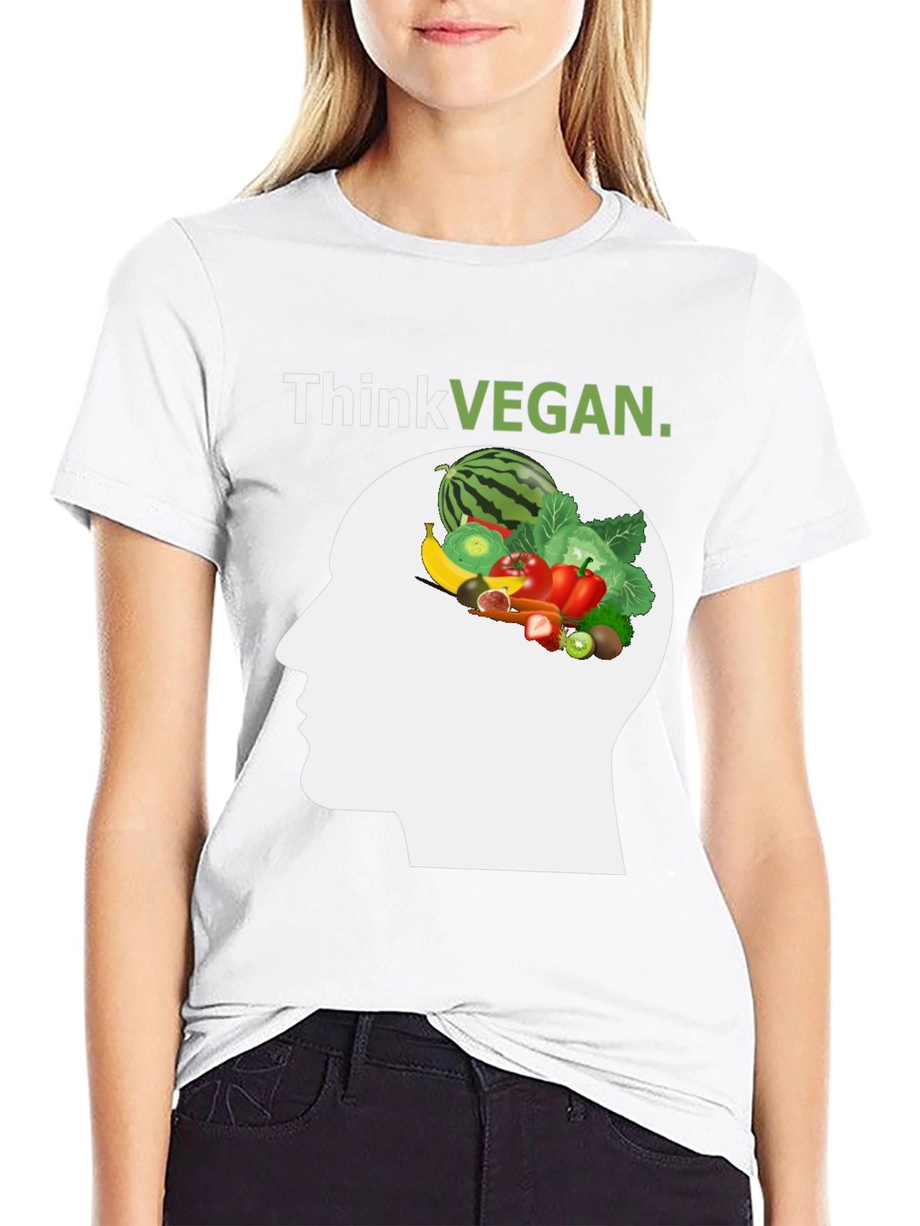 Black Think Vegan T-Shirt - Unisex Graphic Tee view 9