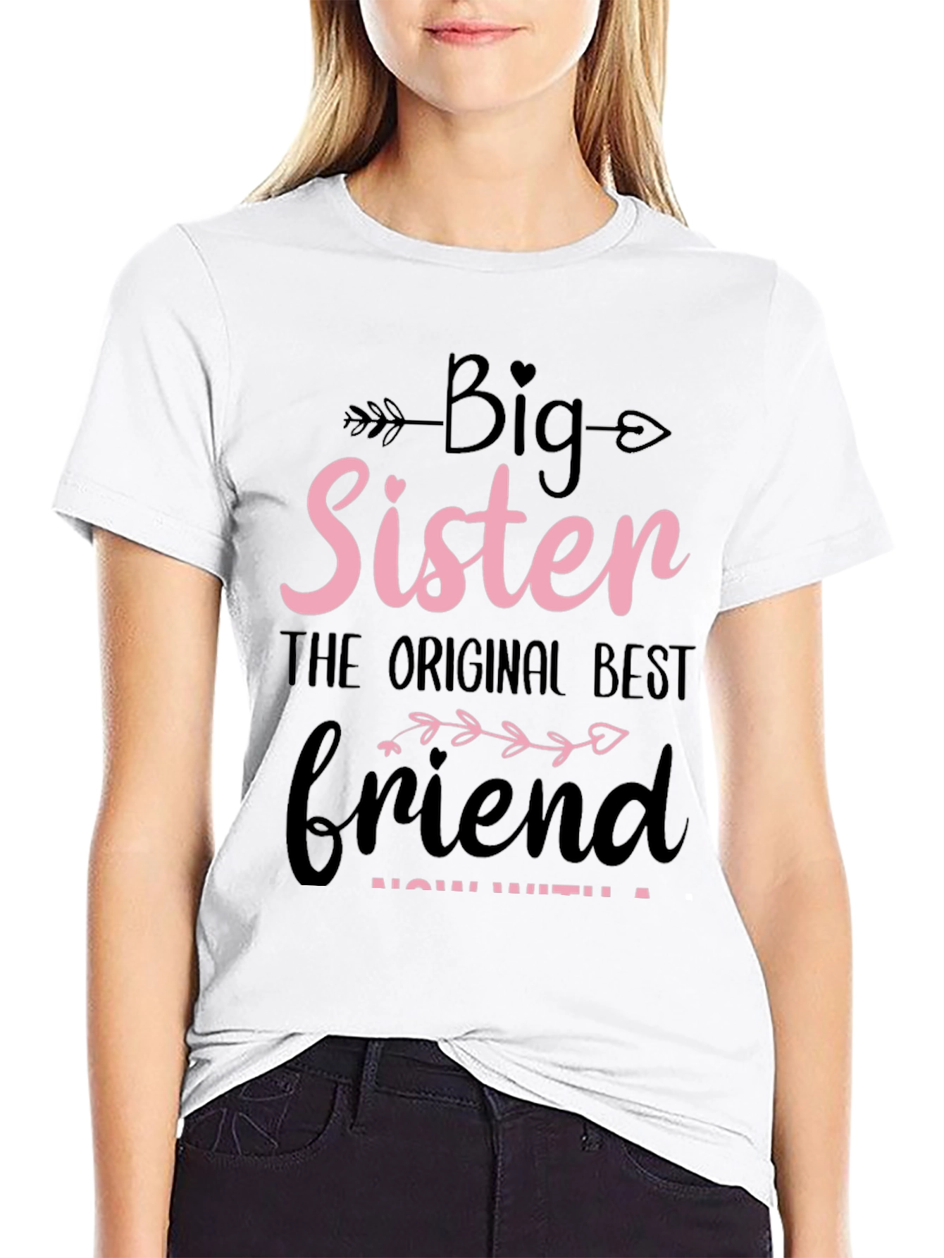 Black Big Sister Best Friend Graphic Tee view 9