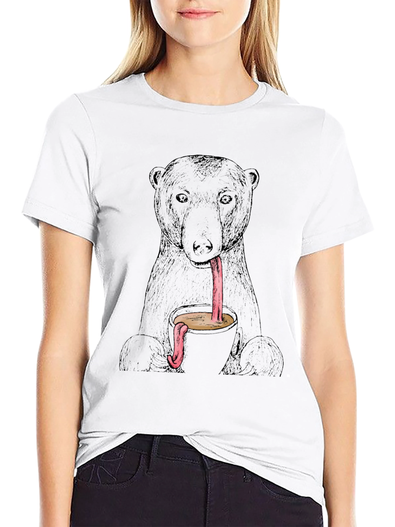 Black Bear Coffee Tongue T-Shirt - Unique Graphic Tee view 9