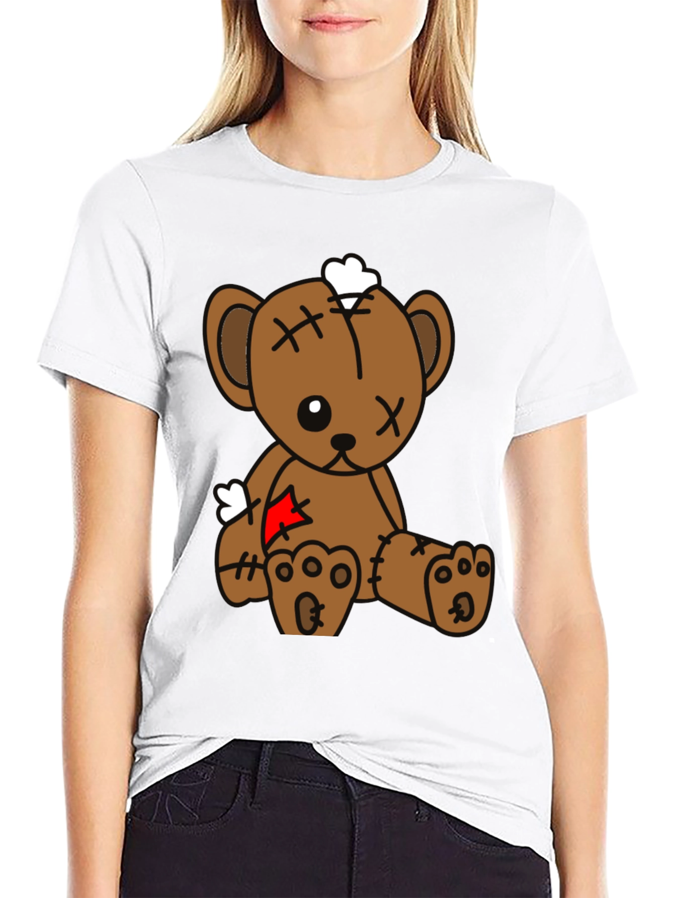 Black Teddy Bear Graphic Tee - Black Cotton Blend view 9