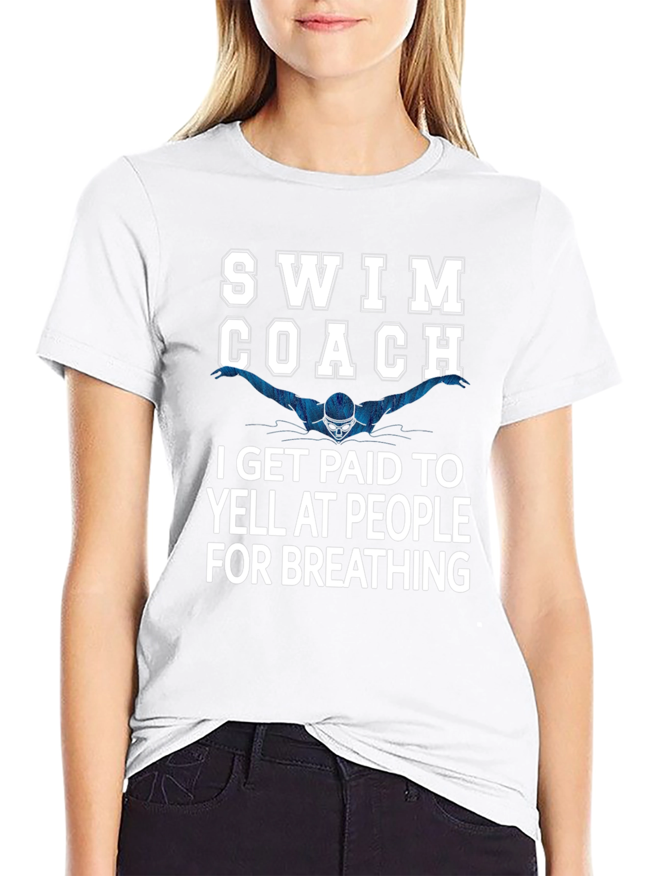 Black Swim Coach Yelling T-Shirt view 9