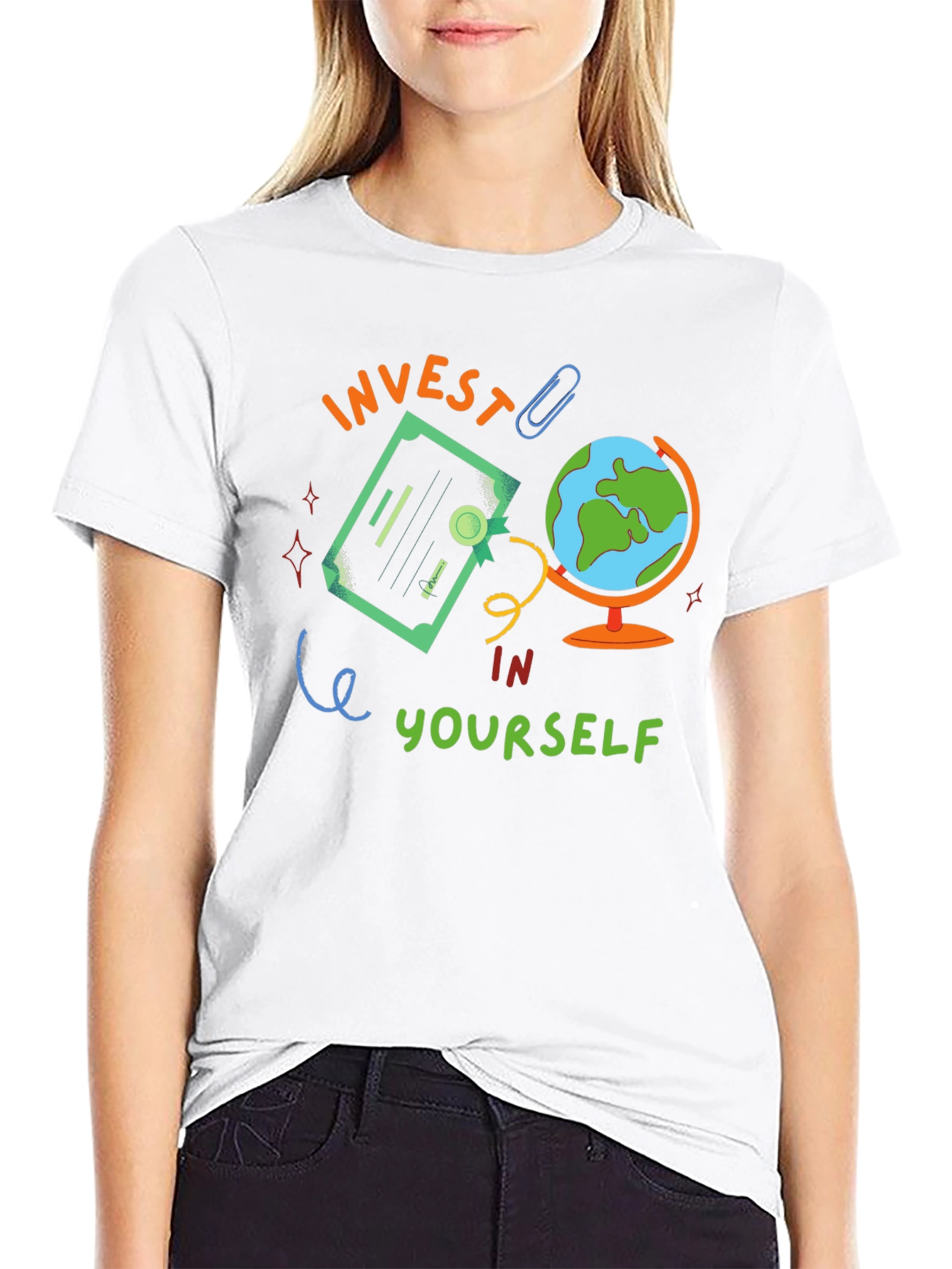 Black Invest In Yourself Graphic Tee - Motivational Black T-Shirt view 9