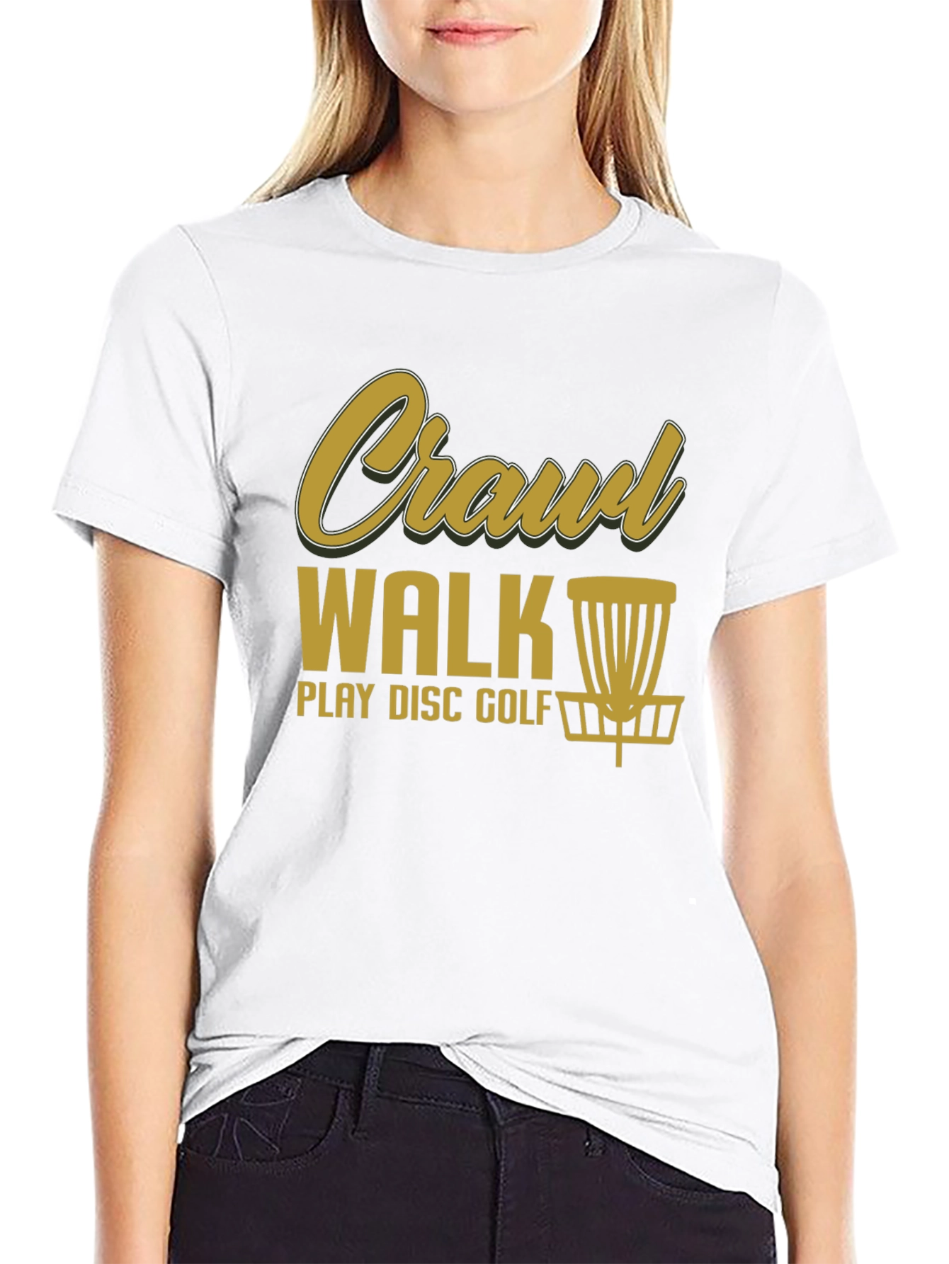 Black Crawl Walk Play Disc Golf T-Shirt view 9