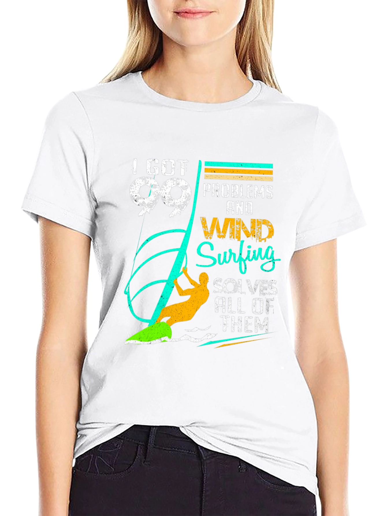 Black 99 Problems Windsurfing T-Shirt - Unique Design view 9