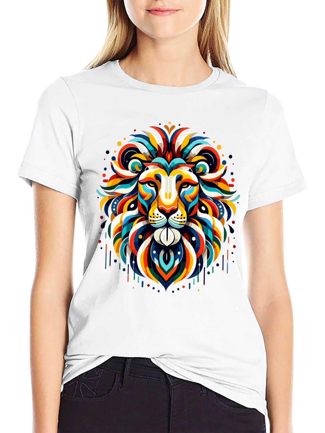 Black Vibrant Lion Graphic Tee - Bold Statement Shirt view 9