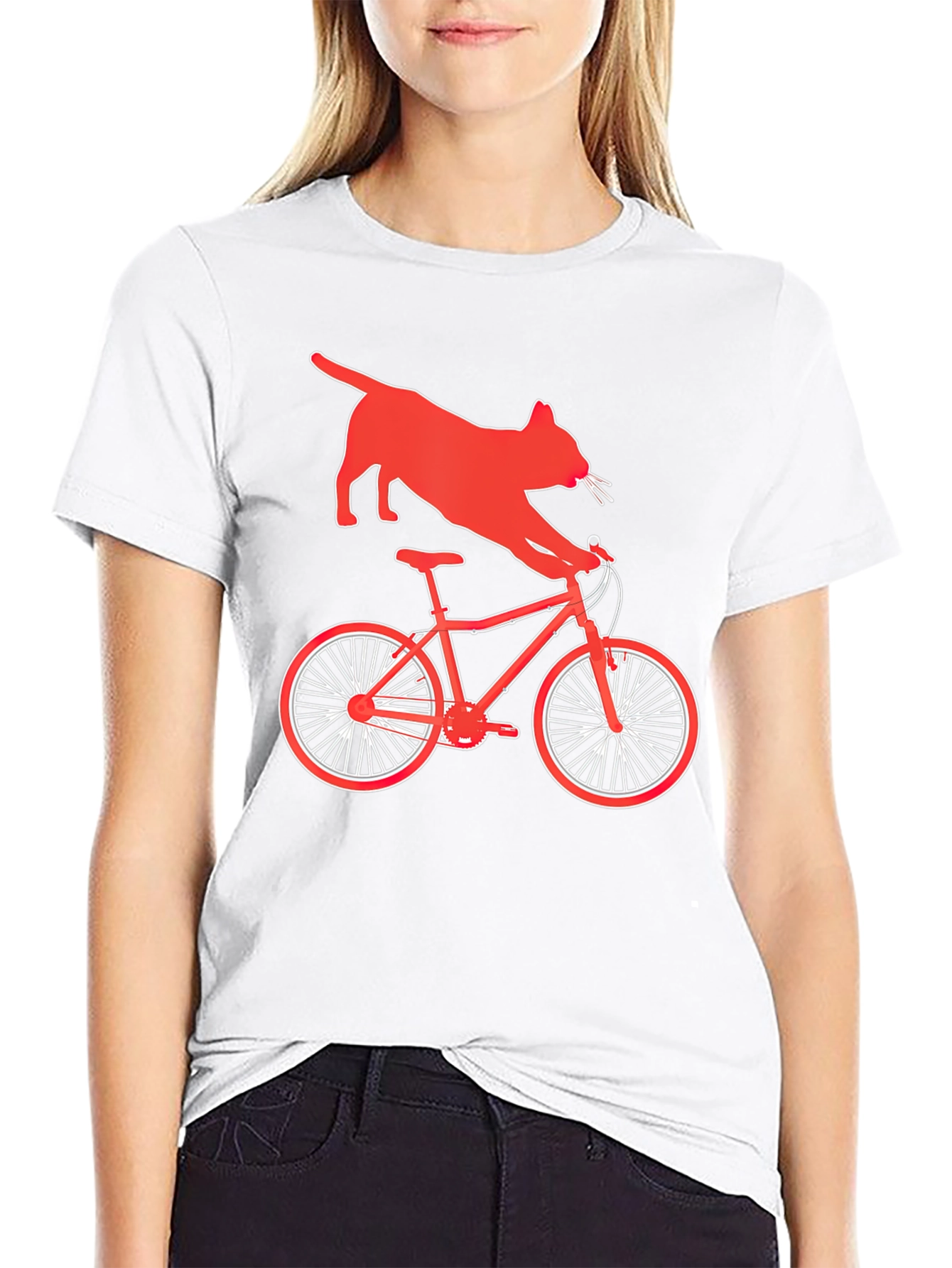 Black Cat Riding Bike Graphic T-Shirt view 9