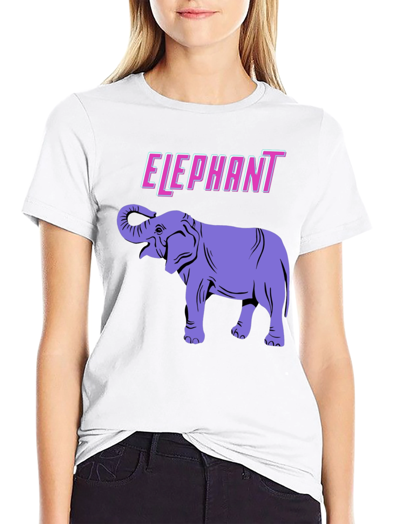 Black Elephant Graphic Print Black T-Shirt view 9