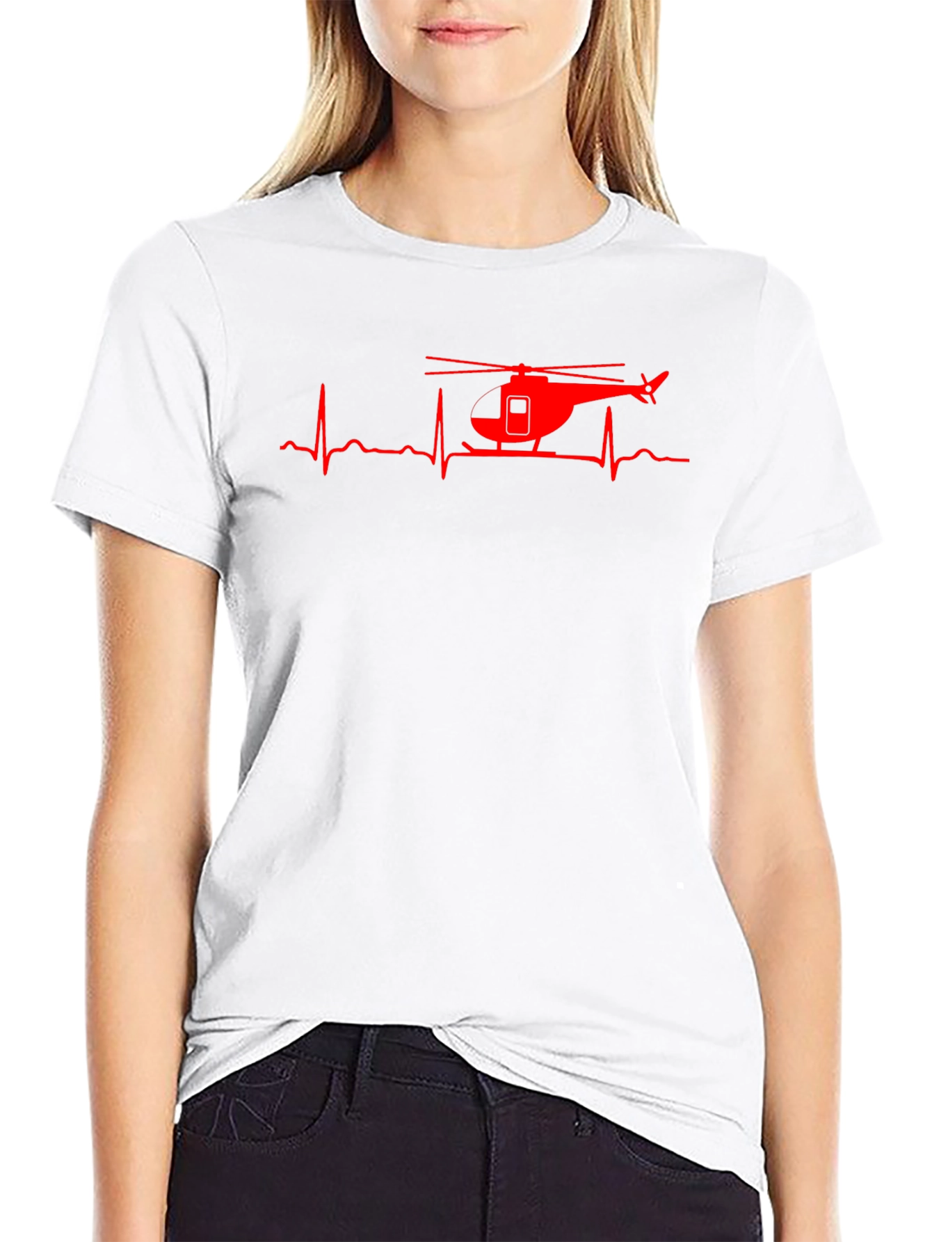 Black Helicopter Heartbeat Graphic Tee - Black view 9