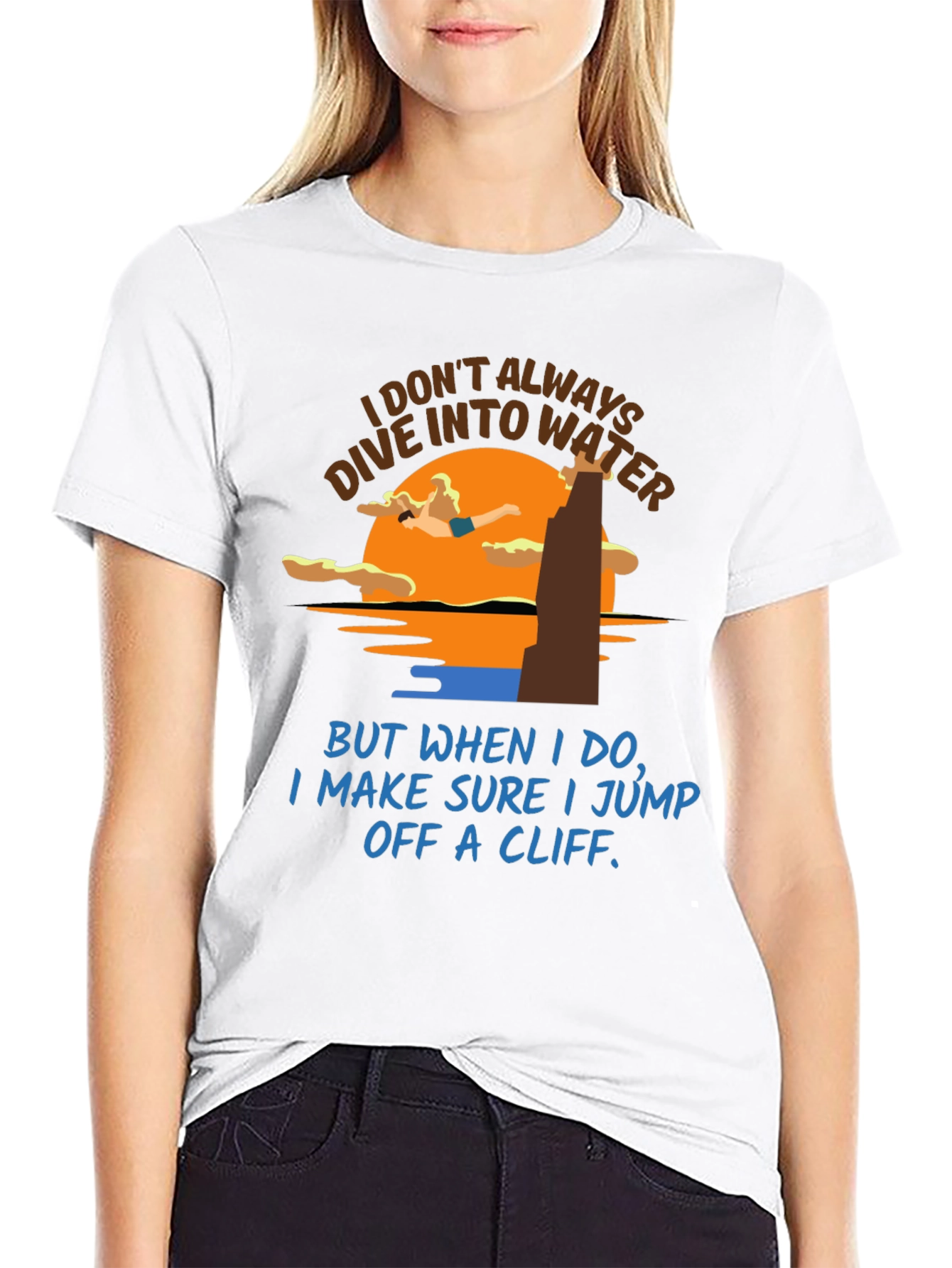 Black Cliff Diver T-Shirt: Humorous Water Sports Tee view 9