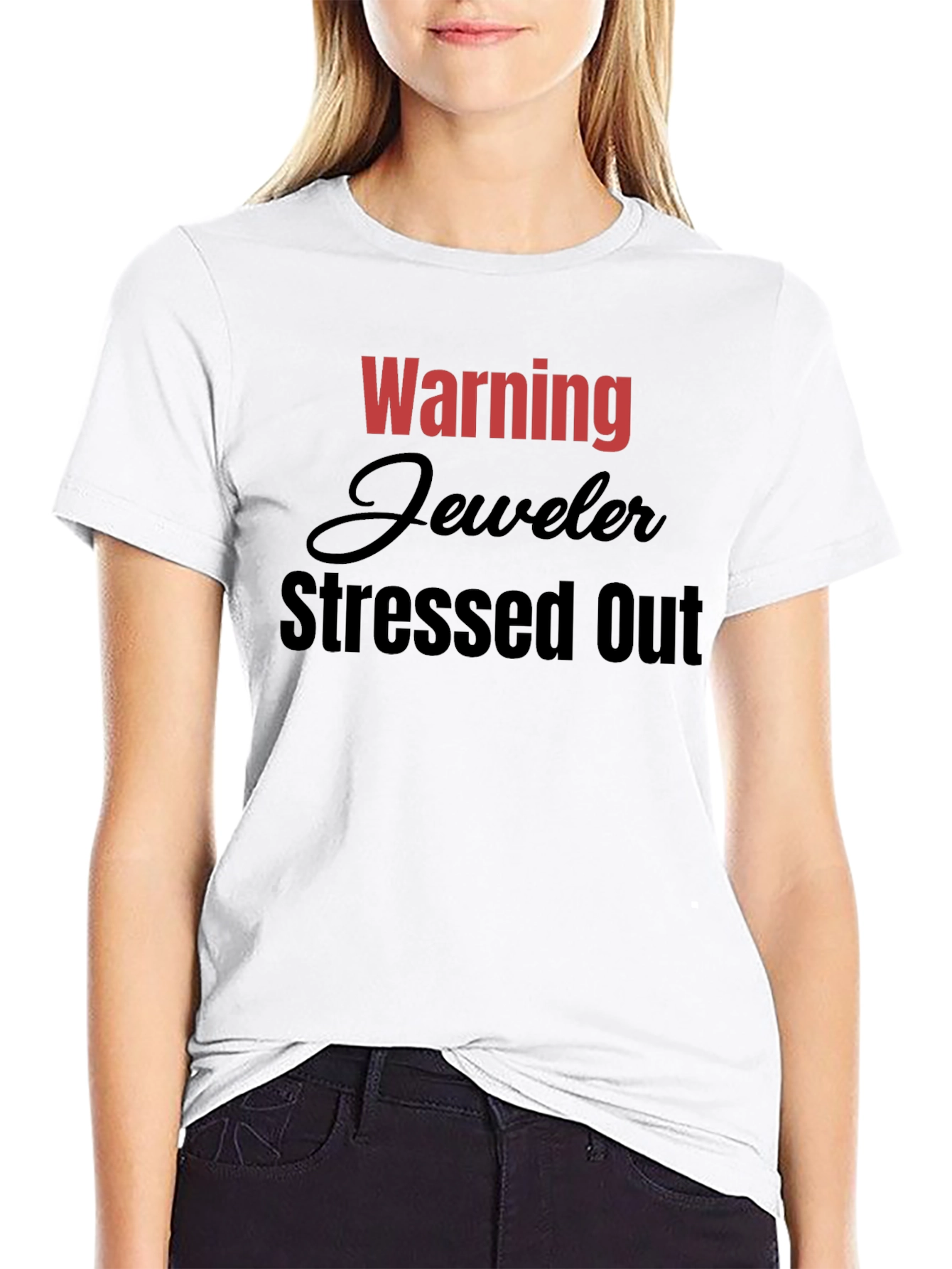 Black Warning Jeweler Stressed Out T-Shirt - Black view 9