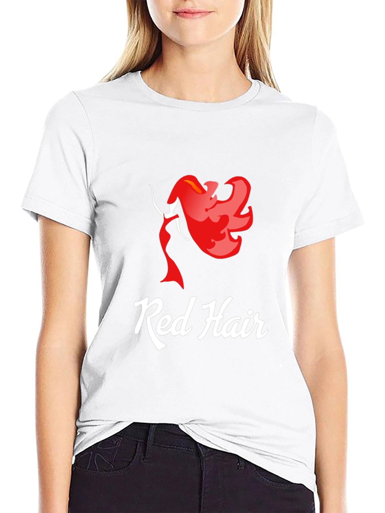 Black Red Hair Graphic T-Shirt - Unique Fashion Tee view 9