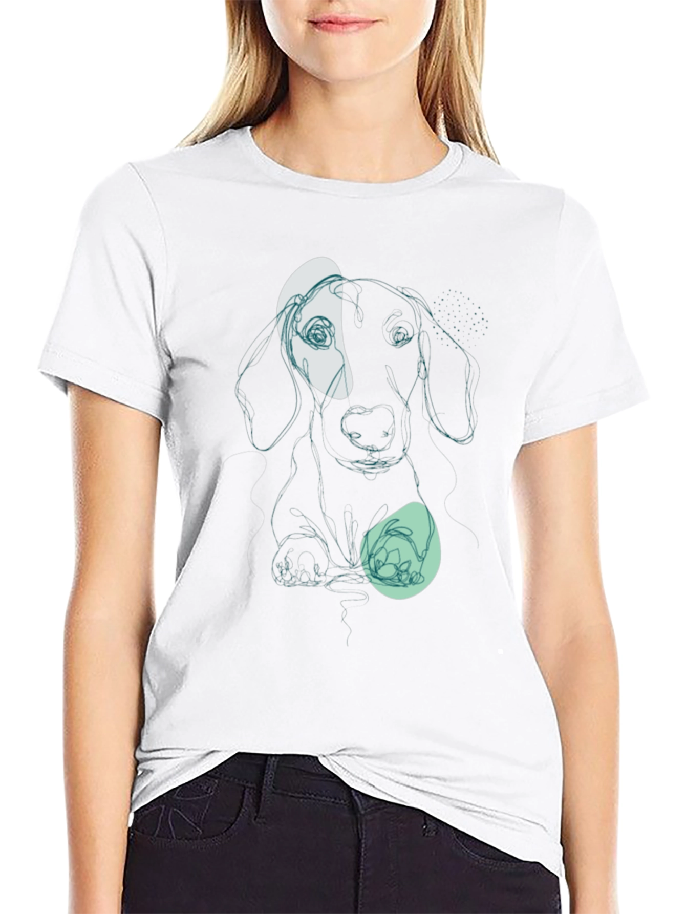 Black Dachshund Line Art Graphic Tee - Modern Casual Style view 9
