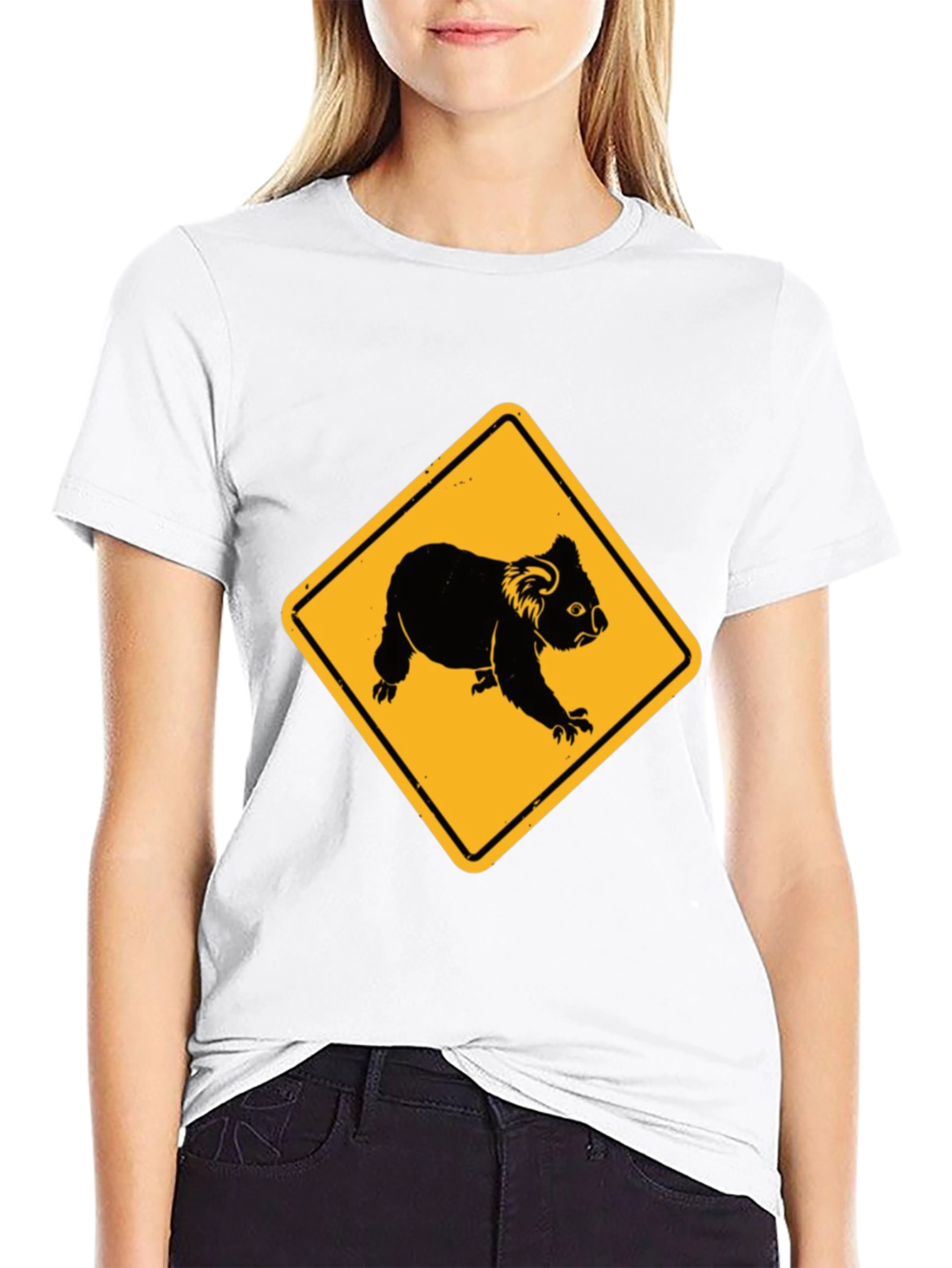 Black Koala Crossing Black T-Shirt view 9