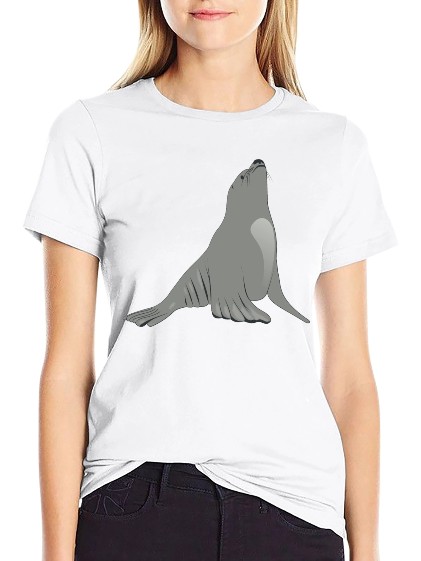 Black Seal Graphic Black T-Shirt - Unique Animal Tee view 9
