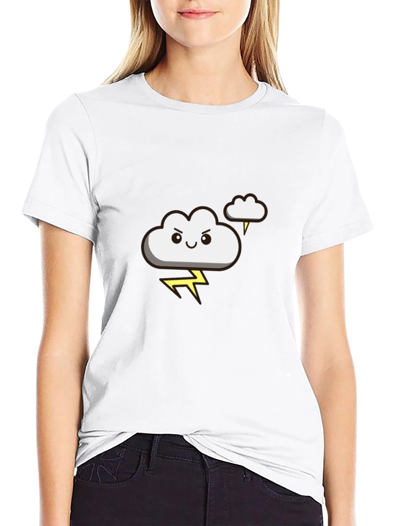Black Funny Storm Cloud Graphic Tee - Black T-Shirt view 9