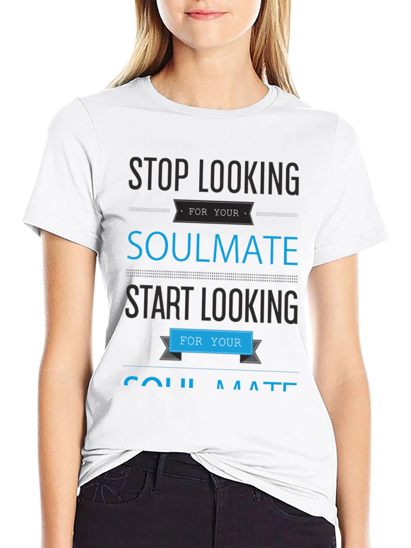 Black Soulmate Graphic T-Shirt - Stop Looking, Start Looking! view 9