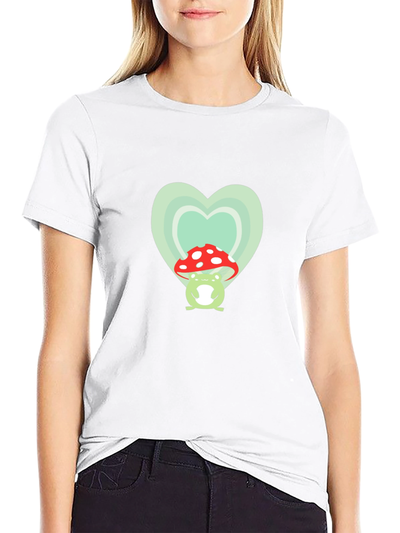 Black Frog Mushroom Heart Graphic Tee view 9
