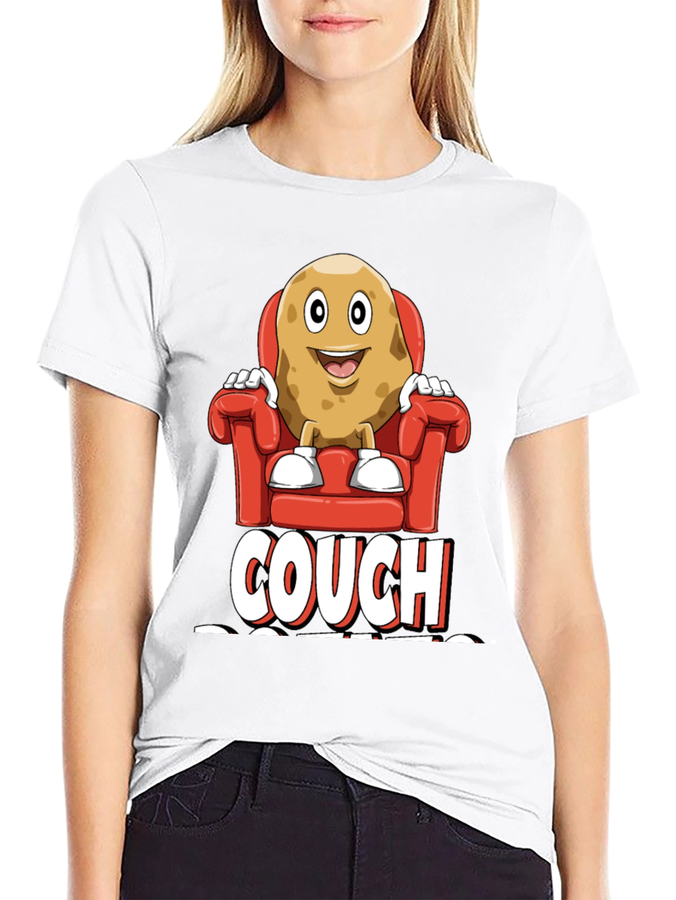 Black Couch Potato Graphic T-Shirt - Funny Relaxed Fit Tee view 9