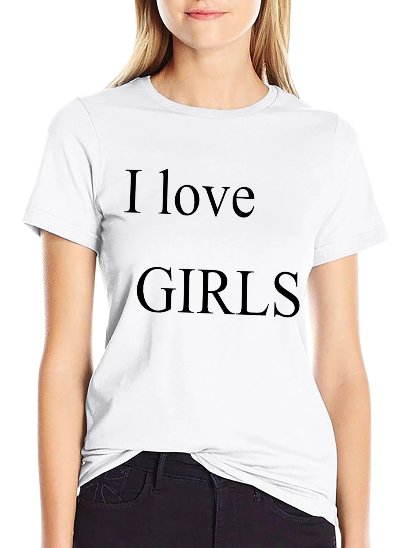 Black I Love Girls Graphic T-Shirt - Black Crew Neck Tee view 9