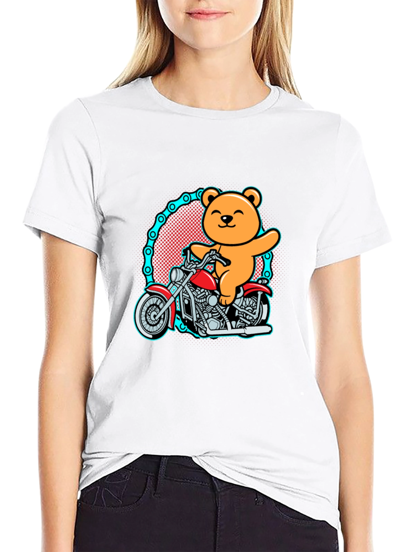 Black Bear on Motorcycle Graphic T-Shirt view 9