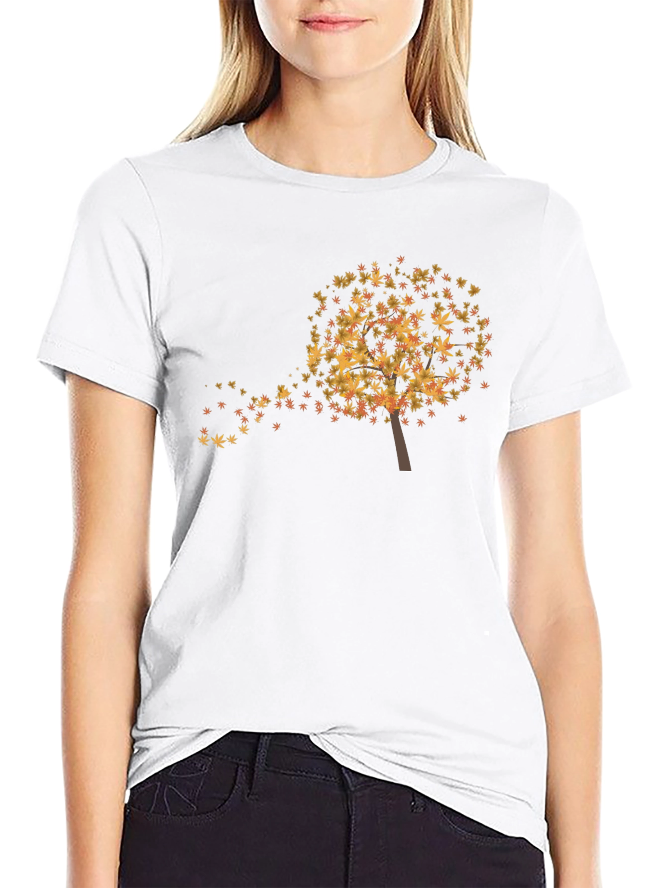 Black Fall Leaves Tree Graphic T-Shirt - Soft & Stylish view 9