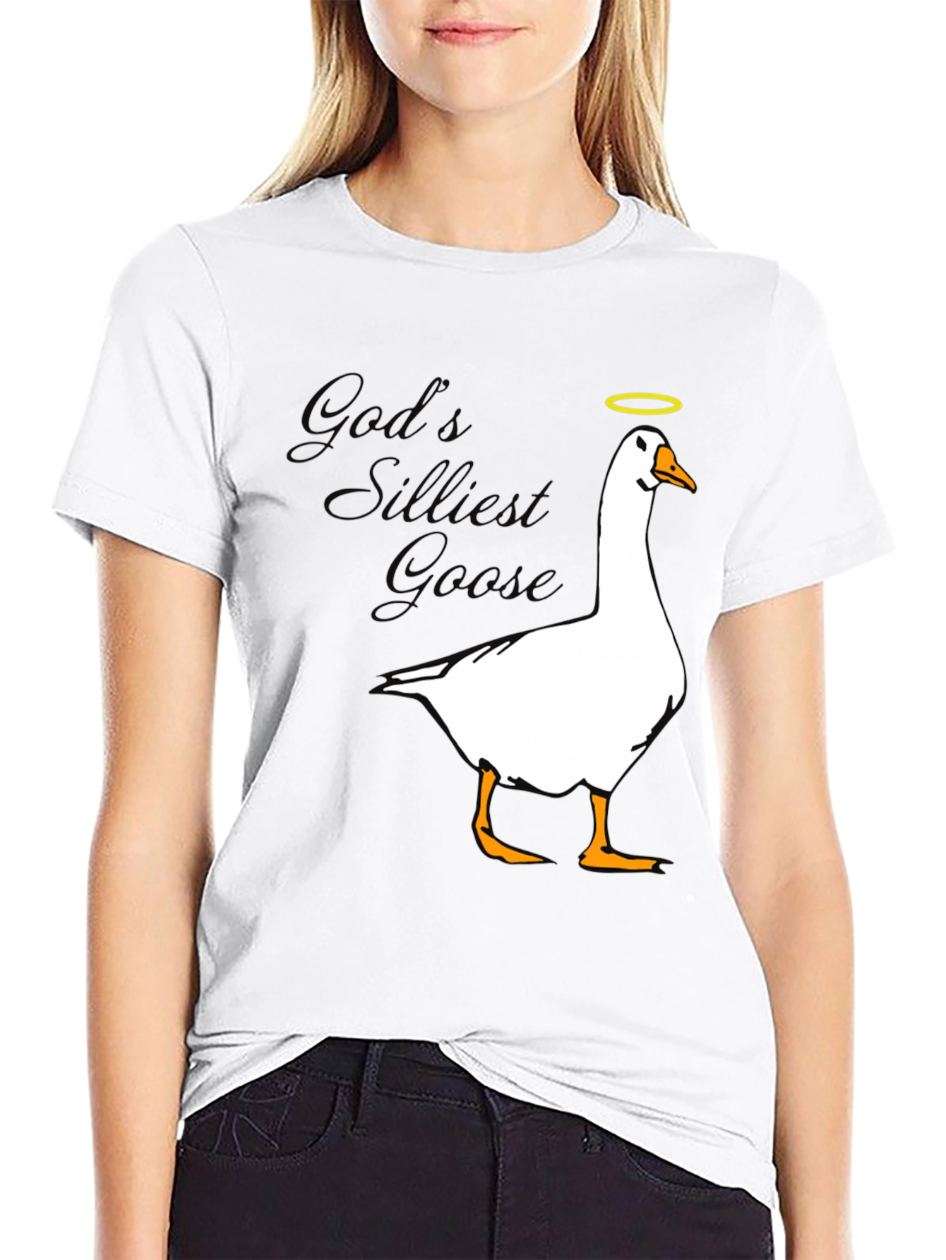 Black God's Silliest Goose T-Shirt - Black view 9