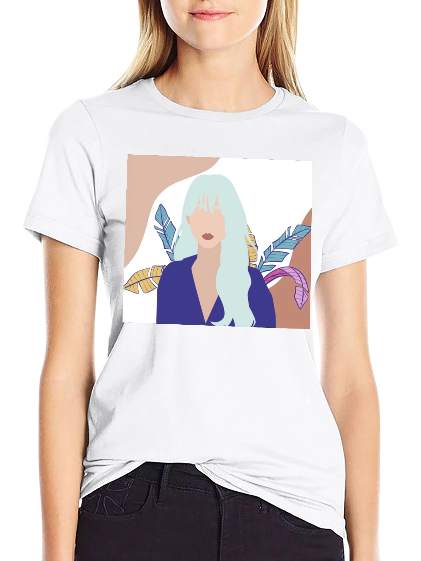 Black Abstract Woman Portrait Graphic T-Shirt - Black view 9