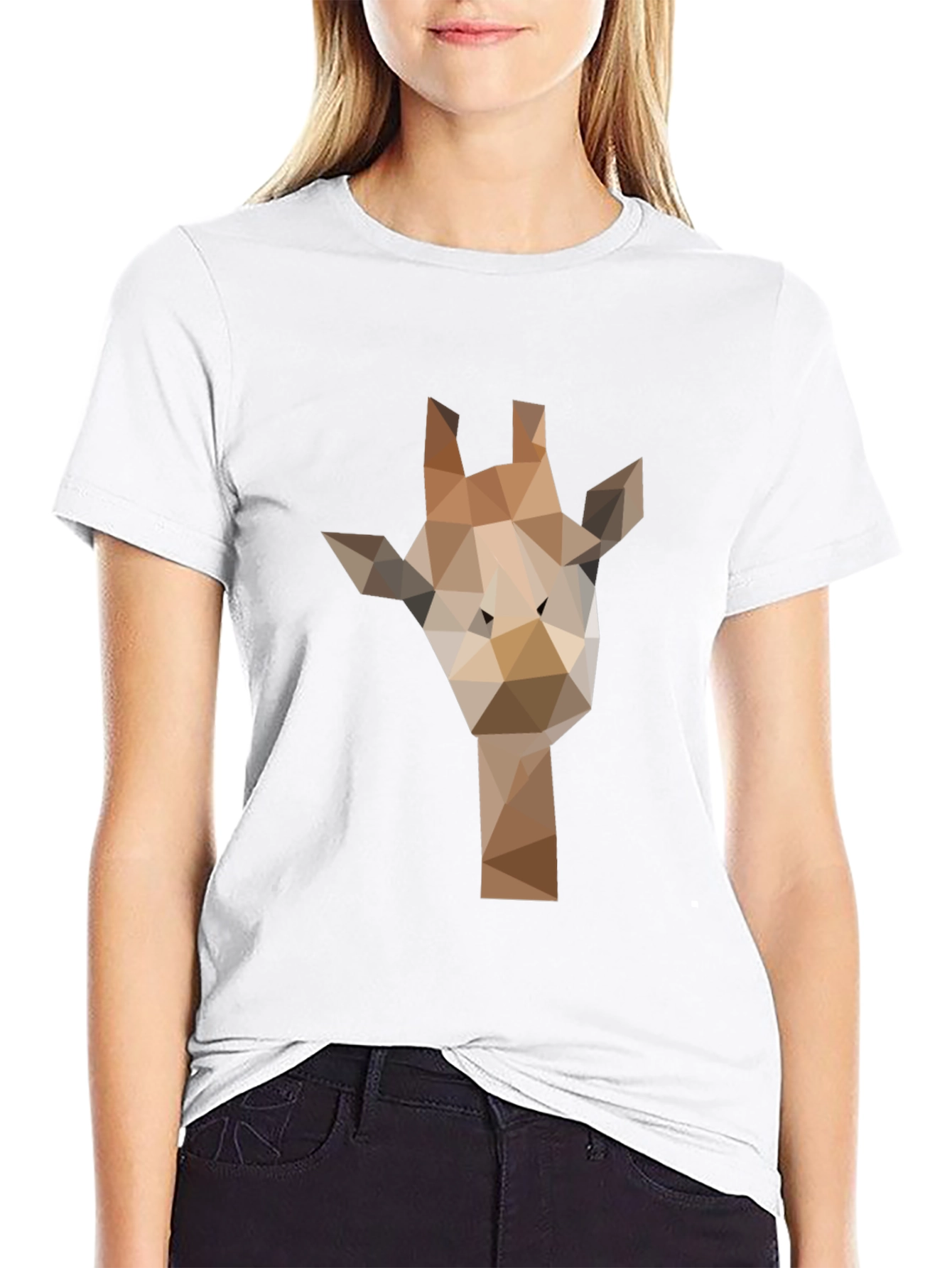 Black Geometric Giraffe Graphic Tee - Modern Black T-Shirt view 9